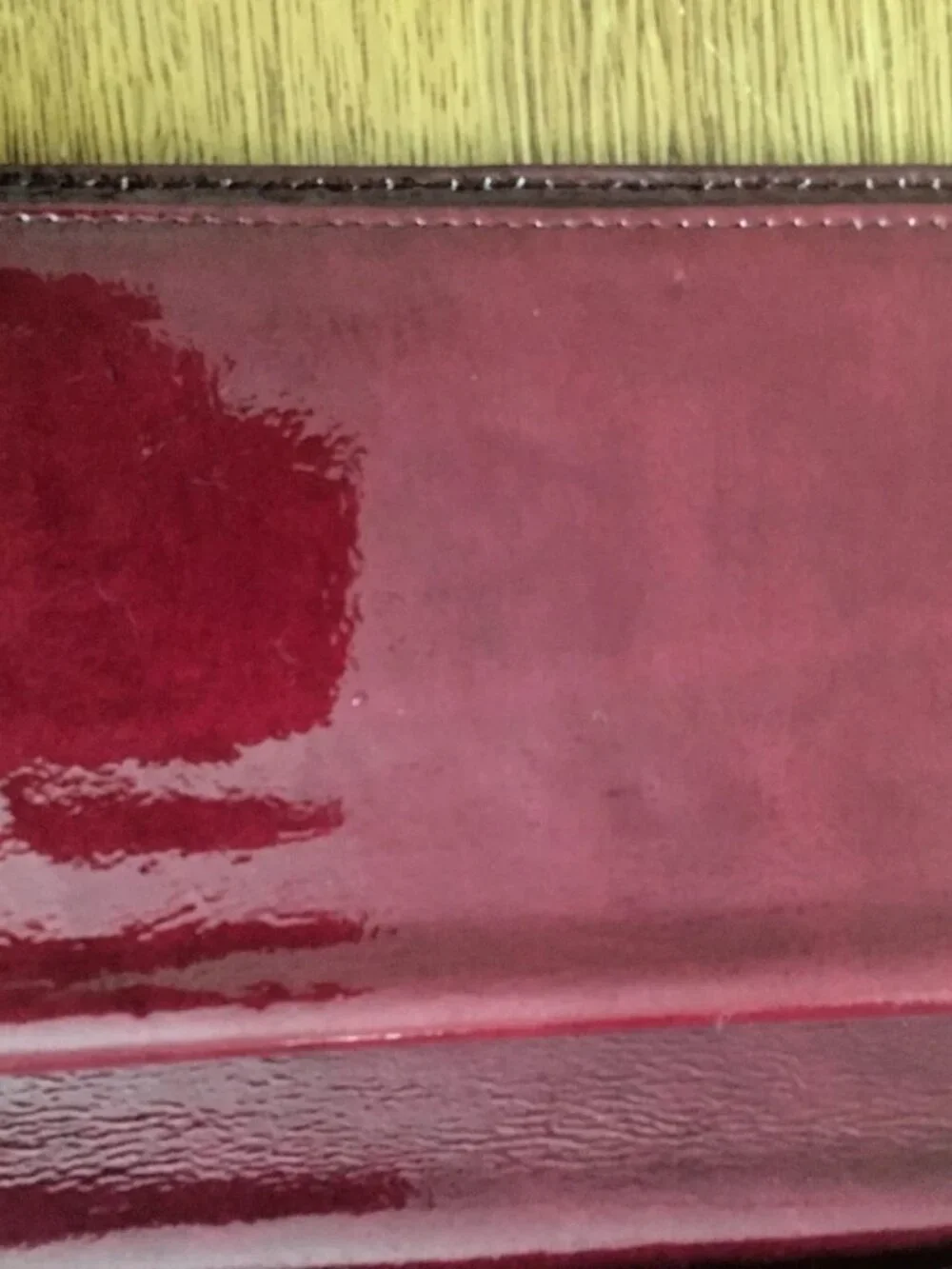 Dooney & Bourke Shiny Red Leather Wallet/Clutch Brass Logo Vintage 1975